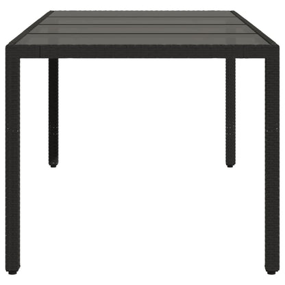 Tavolo Da Giardino Piano In Vetro Nero 190x90x75 Cm Polyrattan