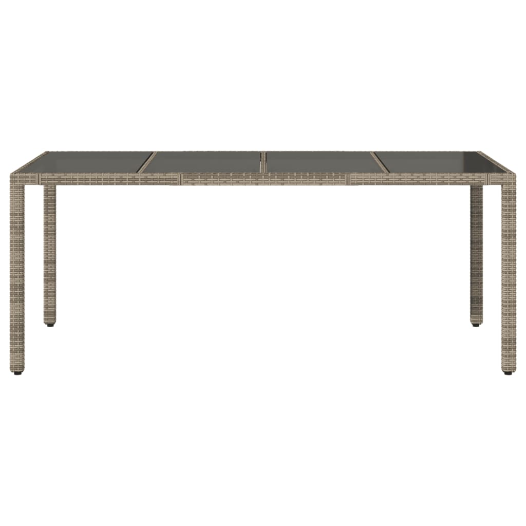 Tavolo Da Giardino Piano In Vetro Grigio 190x90x75cm Polyrattan