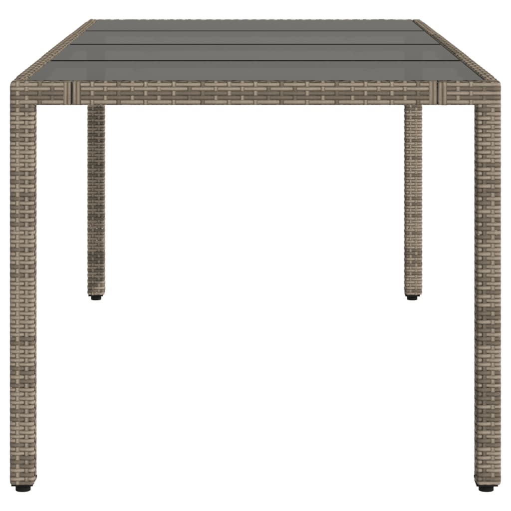 Tavolo Da Giardino Piano In Vetro Grigio 190x90x75cm Polyrattan