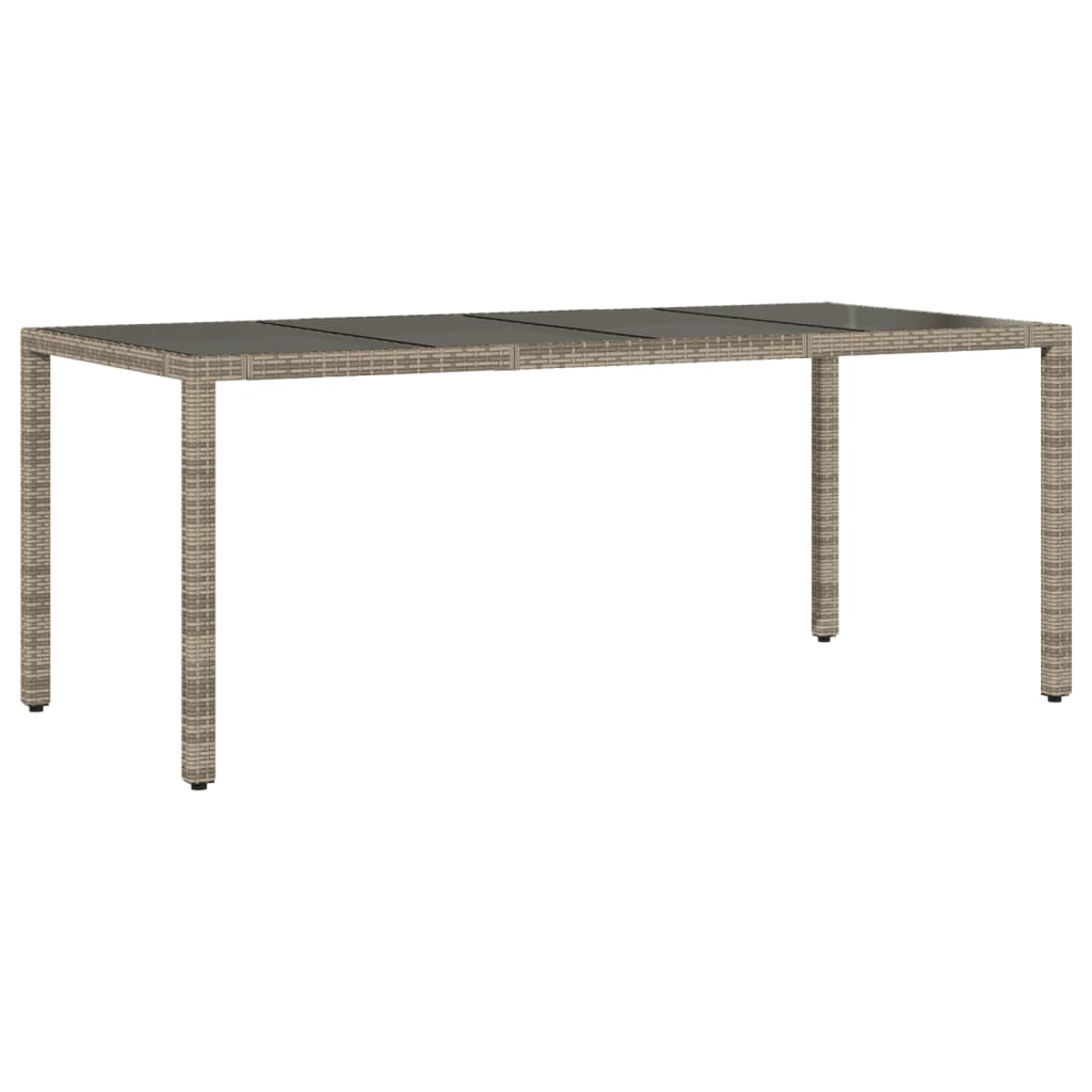 Tavolo Da Giardino Piano In Vetro Grigio 190x90x75cm Polyrattan