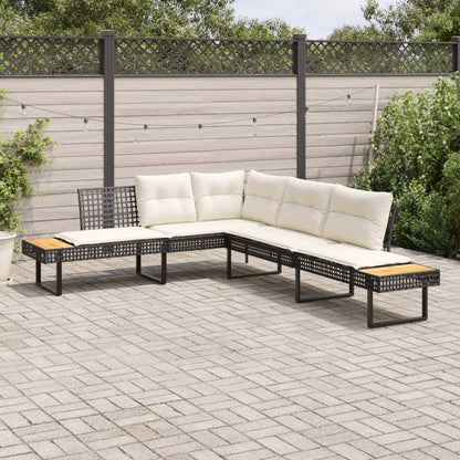 Divano Da Giardino Con Cuscini A L Nero In Polyrattan E Acacia