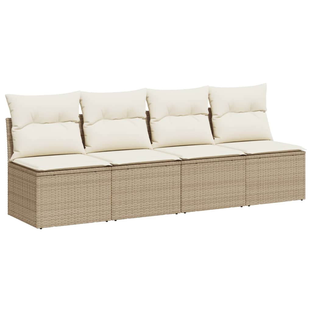 Divano Da Giardino Con Cuscini A 4 Posti Beige In Polyrattan