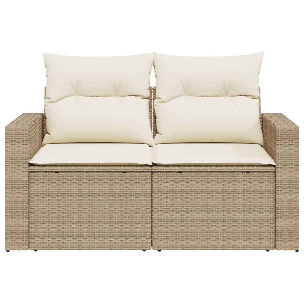 Divano Da Giardino Con Cuscini A 2 Posti Beige In Polyrattan