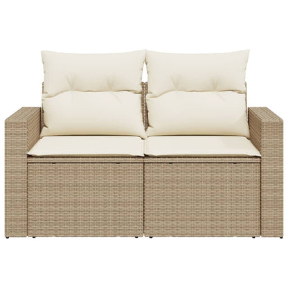 Divano Da Giardino Con Cuscini A 2 Posti Beige In Polyrattan