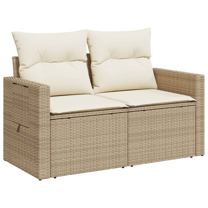 Divano Da Giardino Con Cuscini A 2 Posti Beige In Polyrattan