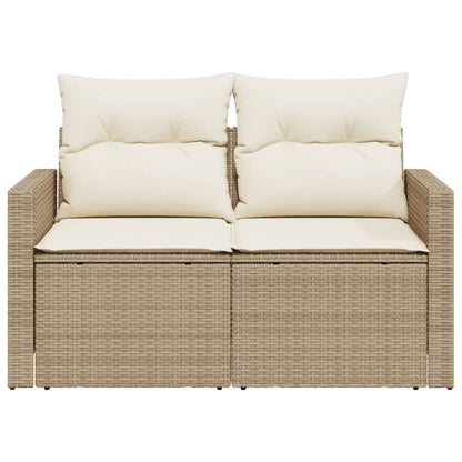 Divano Da Giardino Con Cuscini A 2 Posti Beige In Polyrattan