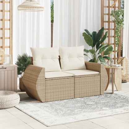 Divano Da Giardino Con Cuscini A 2 Posti Beige In Polyrattan