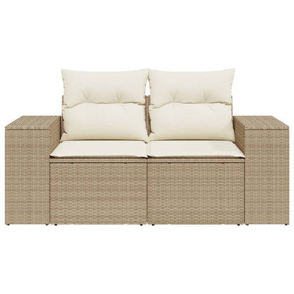 Divano Da Giardino Con Cuscini A 2 Posti Beige In Polyrattan