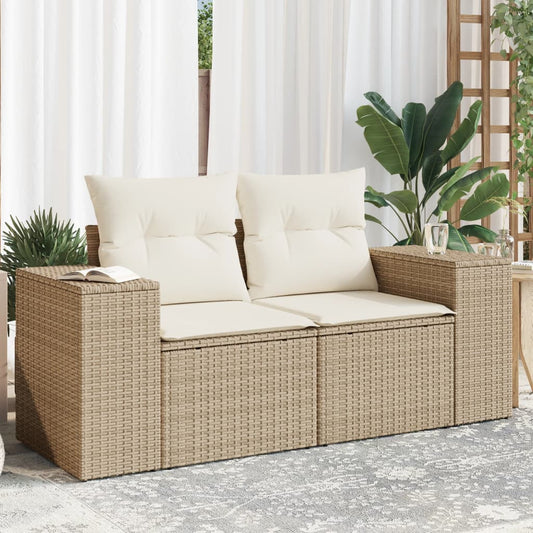 Divano Da Giardino Con Cuscini A 2 Posti Beige In Polyrattan