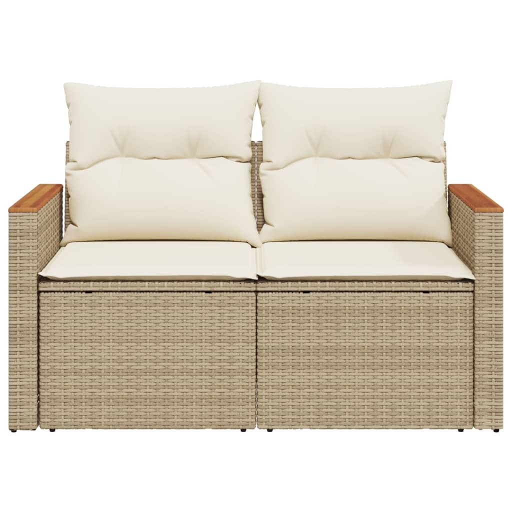 Divano Da Giardino Con Cuscini A 2 Posti Beige In Polyrattan