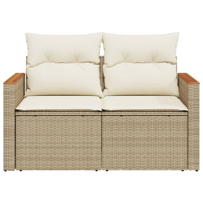 Divano Da Giardino Con Cuscini A 2 Posti Beige In Polyrattan