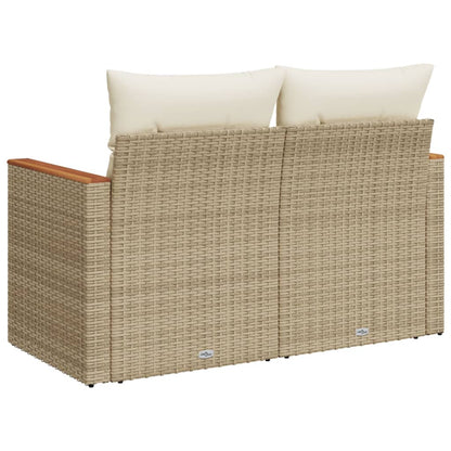 Divano Da Giardino Con Cuscini A 2 Posti Beige In Polyrattan