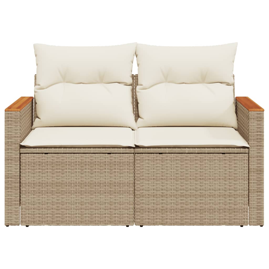 Divano Da Giardino Con Cuscini A 2 Posti Beige In Polyrattan