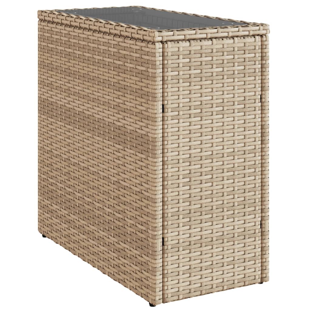 Tavolino Da Giardino Piano Vetro Beige 58x27,5x55 Cm Polyrattan