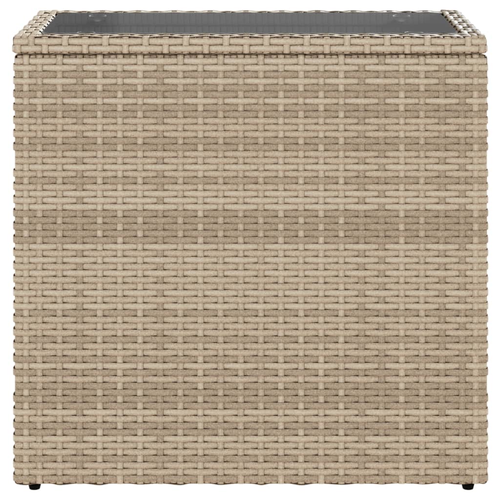 Tavolino Da Giardino Piano Vetro Beige 58x27,5x55 Cm Polyrattan