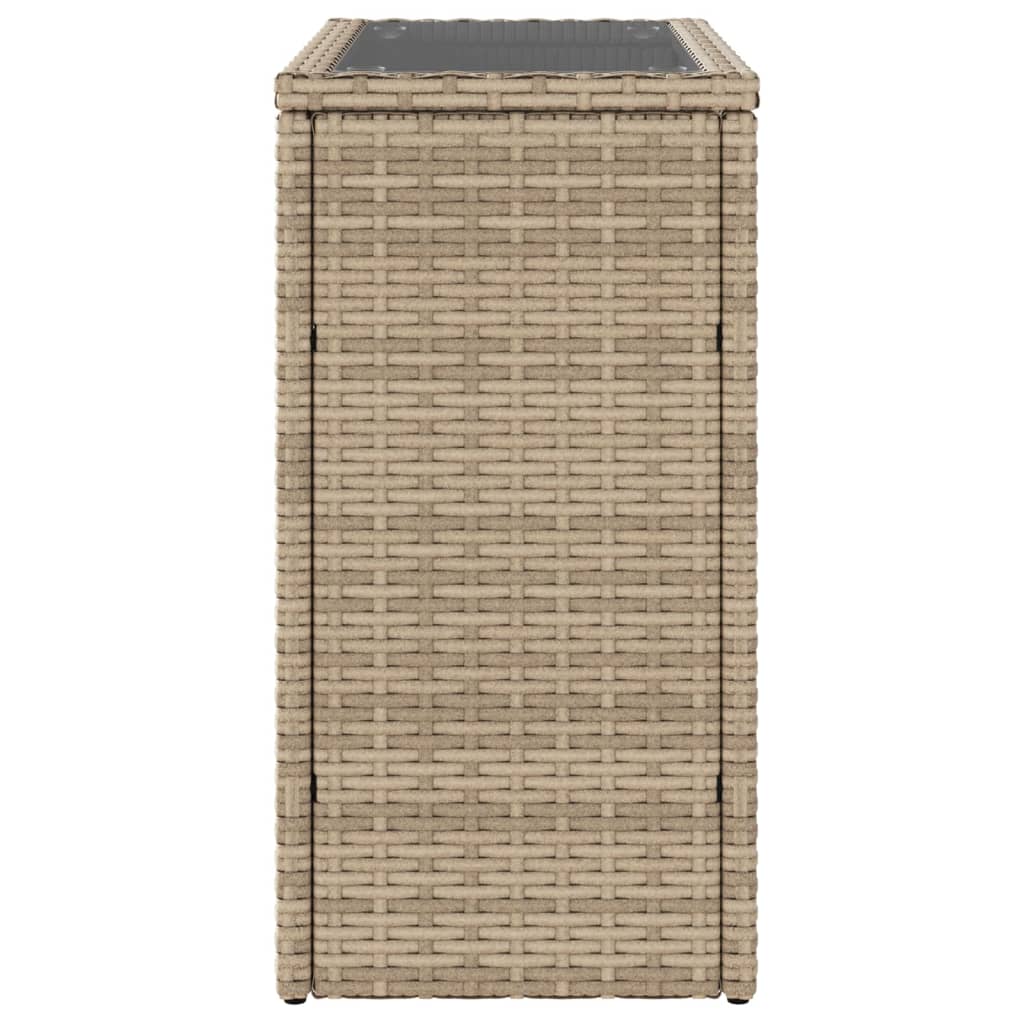 Tavolino Da Giardino Piano Vetro Beige 58x27,5x55 Cm Polyrattan