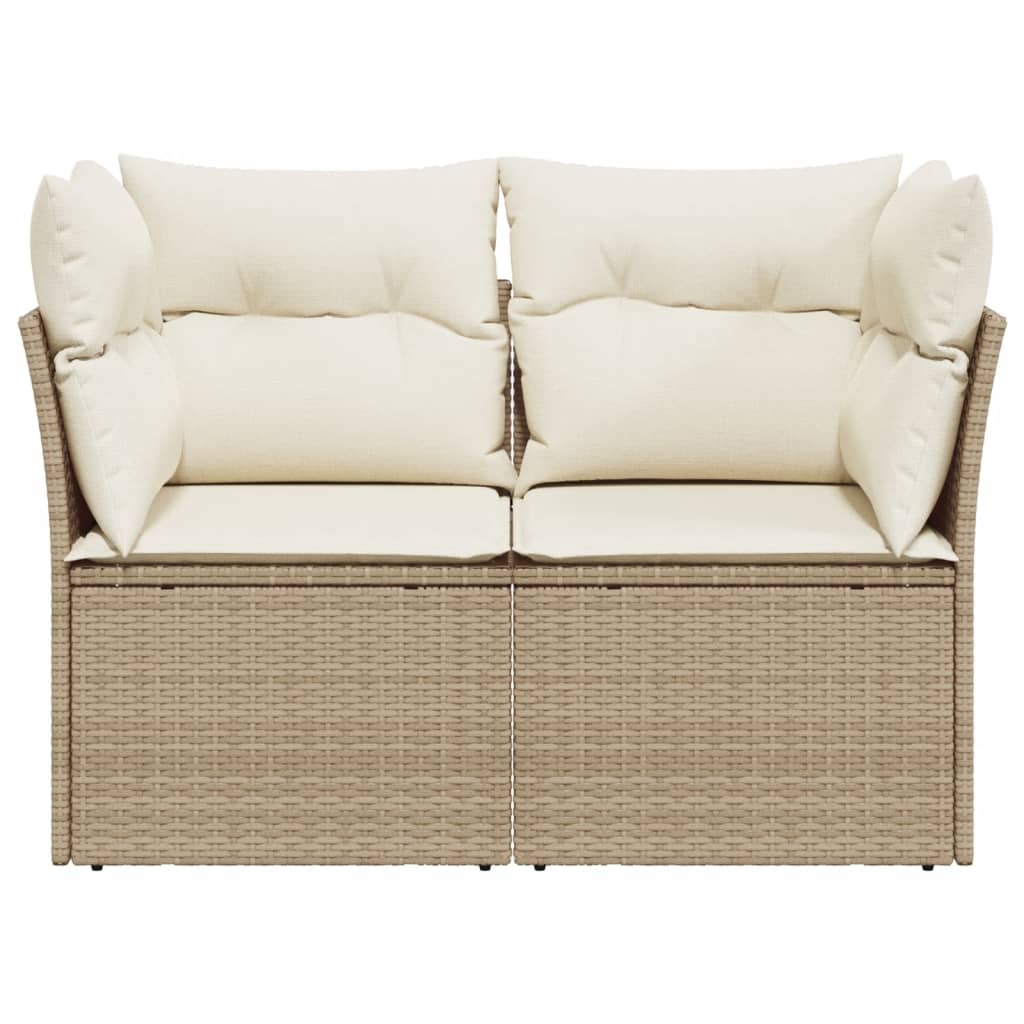 Divano Da Giardino Con Cuscini A 2 Posti Beige In Polyrattan