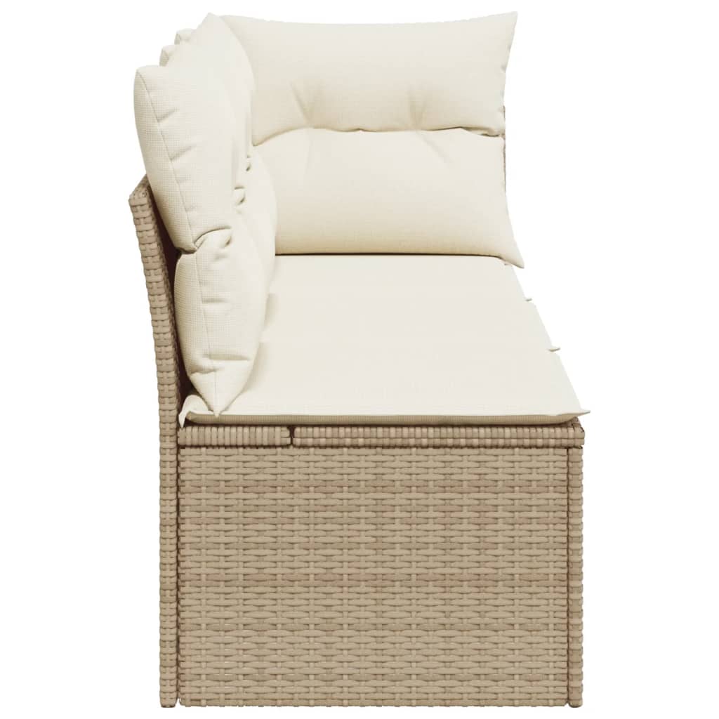 Divano Da Giardino Con Cuscini A 3 Posti Beige In Polyrattan