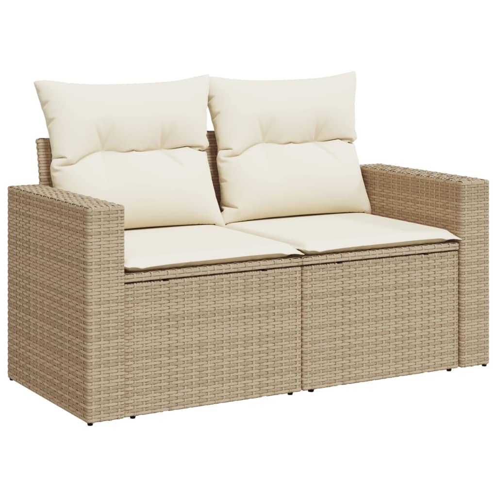 Divano Da Giardino Con Cuscini A 2 Posti Beige In Polyrattan