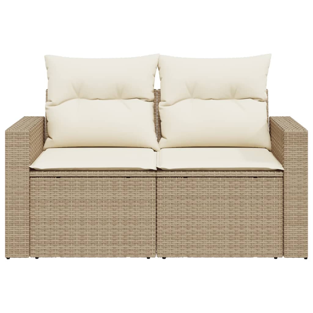 Divano Da Giardino Con Cuscini A 2 Posti Beige In Polyrattan