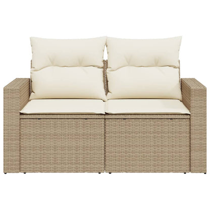 Divano Da Giardino Con Cuscini A 2 Posti Beige In Polyrattan