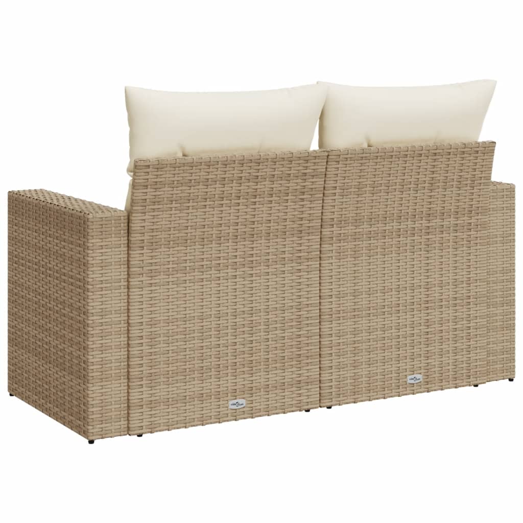 Divano Da Giardino Con Cuscini A 2 Posti Beige In Polyrattan