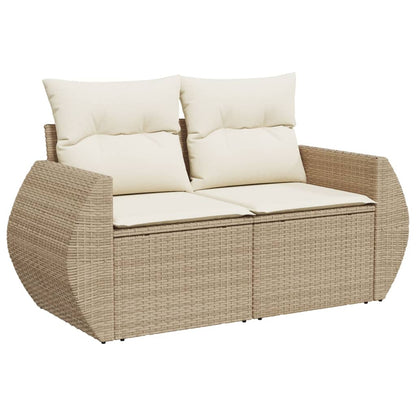 Divano Da Giardino Con Cuscini A 2 Posti Beige In Polyrattan