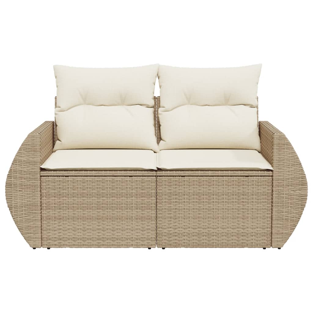 Divano Da Giardino Con Cuscini A 2 Posti Beige In Polyrattan