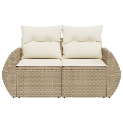 Divano Da Giardino Con Cuscini A 2 Posti Beige In Polyrattan