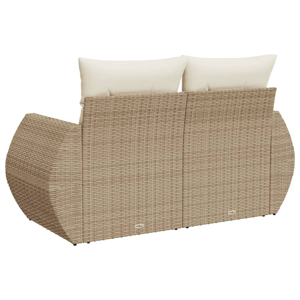 Divano Da Giardino Con Cuscini A 2 Posti Beige In Polyrattan