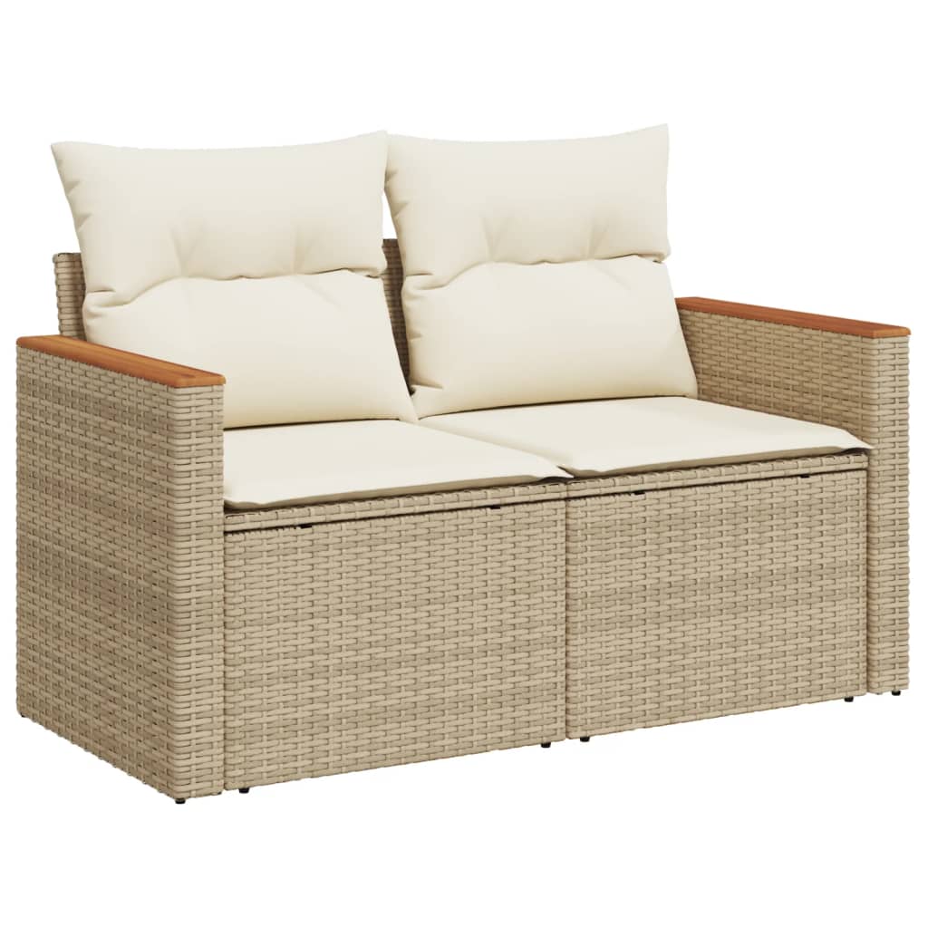 Divano Da Giardino Con Cuscini A 2 Posti Beige In Polyrattan