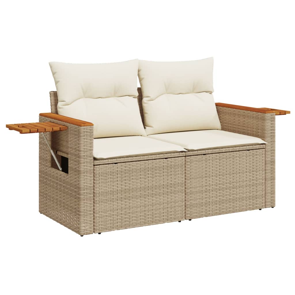 Divano Da Giardino Con Cuscini A 2 Posti Beige In Polyrattan