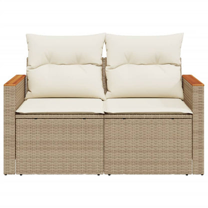 Divano Da Giardino Con Cuscini A 2 Posti Beige In Polyrattan