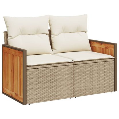 Divano Da Giardino Con Cuscini A 2 Posti Beige In Polyrattan