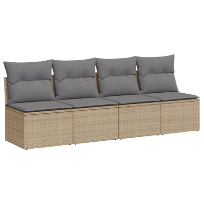 Divano Da Giardino Con Cuscini A 4 Posti Beige In Polyrattan