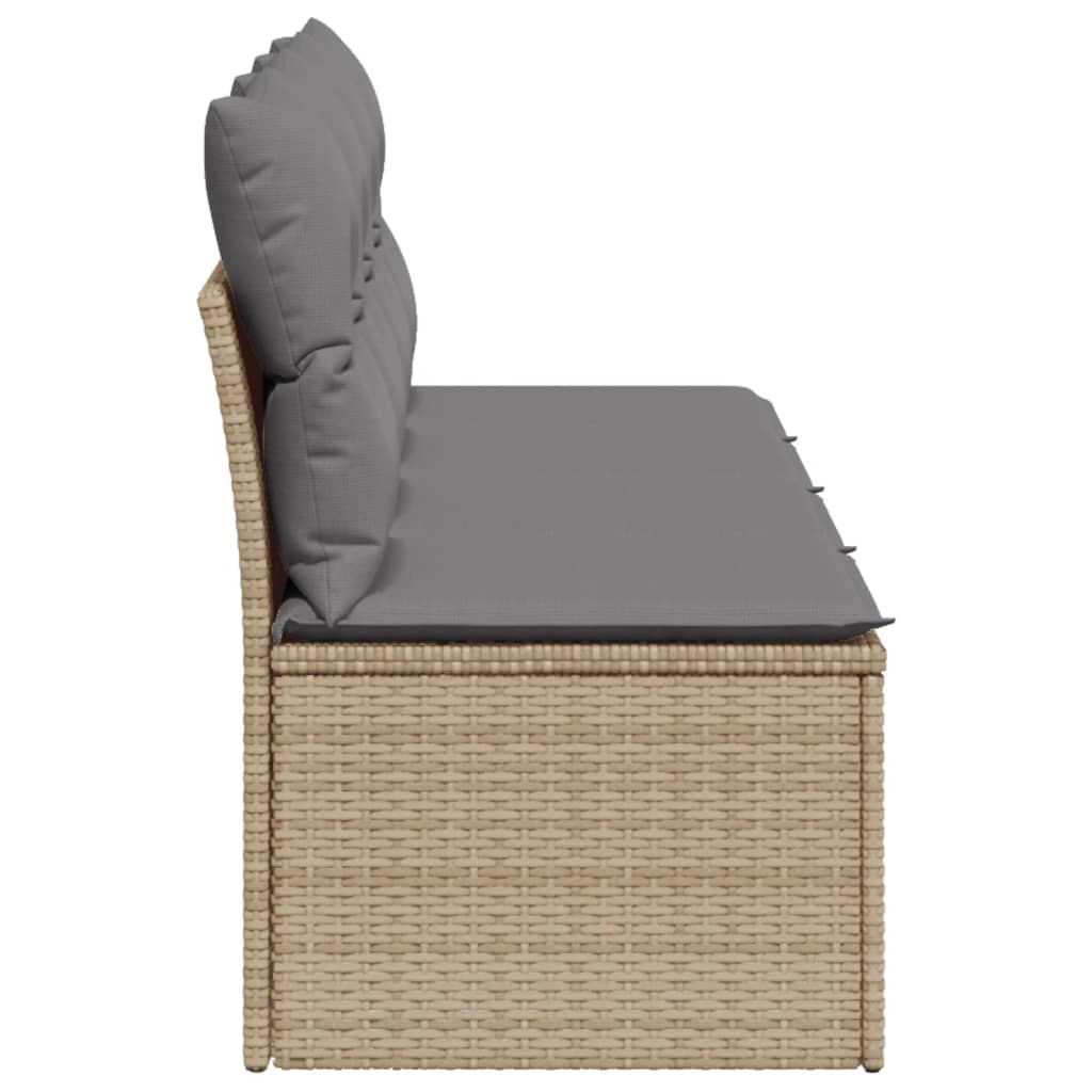 Divano Da Giardino Con Cuscini A 4 Posti Beige In Polyrattan