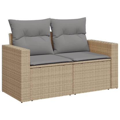 Divano Da Giardino Con Cuscini A 2 Posti Beige In Polyrattan