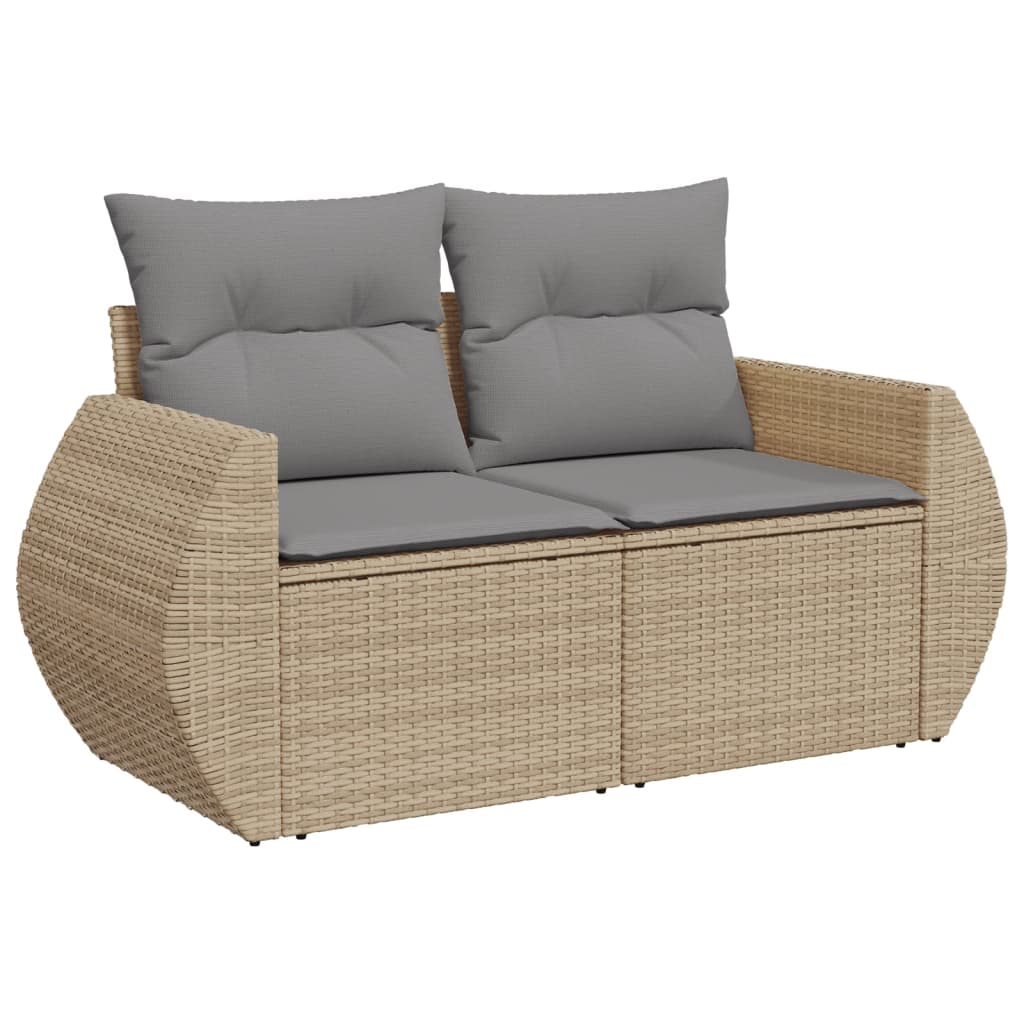 Divano Da Giardino Con Cuscini A 2 Posti Beige In Polyrattan