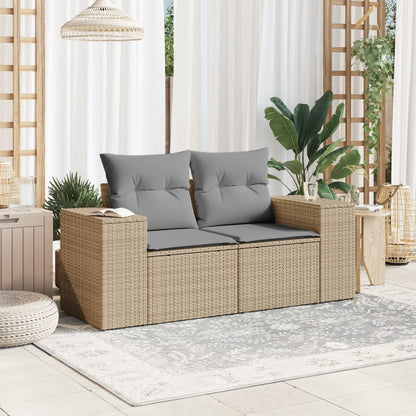 Divano Da Giardino Con Cuscini A 2 Posti Beige In Polyrattan