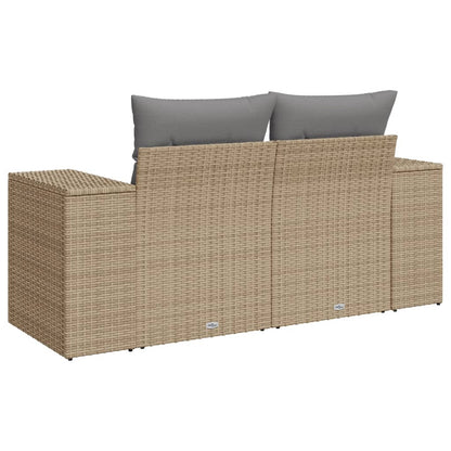 Divano Da Giardino Con Cuscini A 2 Posti Beige In Polyrattan