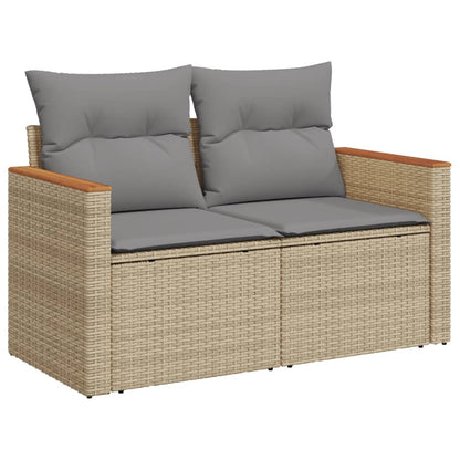 Divano Da Giardino Con Cuscini A 2 Posti Beige In Polyrattan