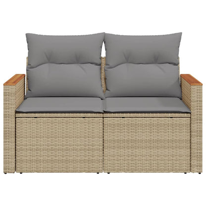 Divano Da Giardino Con Cuscini A 2 Posti Beige In Polyrattan