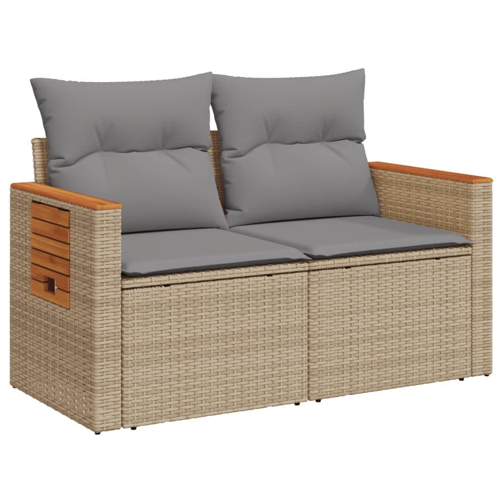 Divano Da Giardino Con Cuscini A 2 Posti Beige In Polyrattan