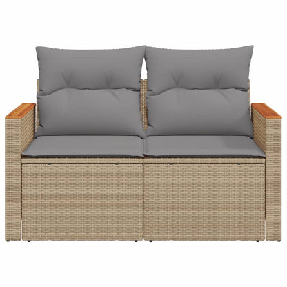 Divano Da Giardino Con Cuscini A 2 Posti Beige In Polyrattan