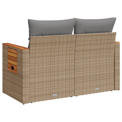 Divano Da Giardino Con Cuscini A 2 Posti Beige In Polyrattan