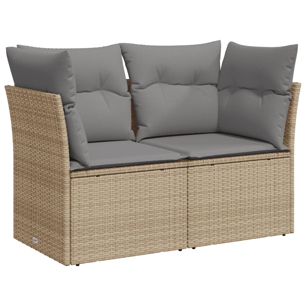 Divano Da Giardino Con Cuscini A 2 Posti Beige In Polyrattan