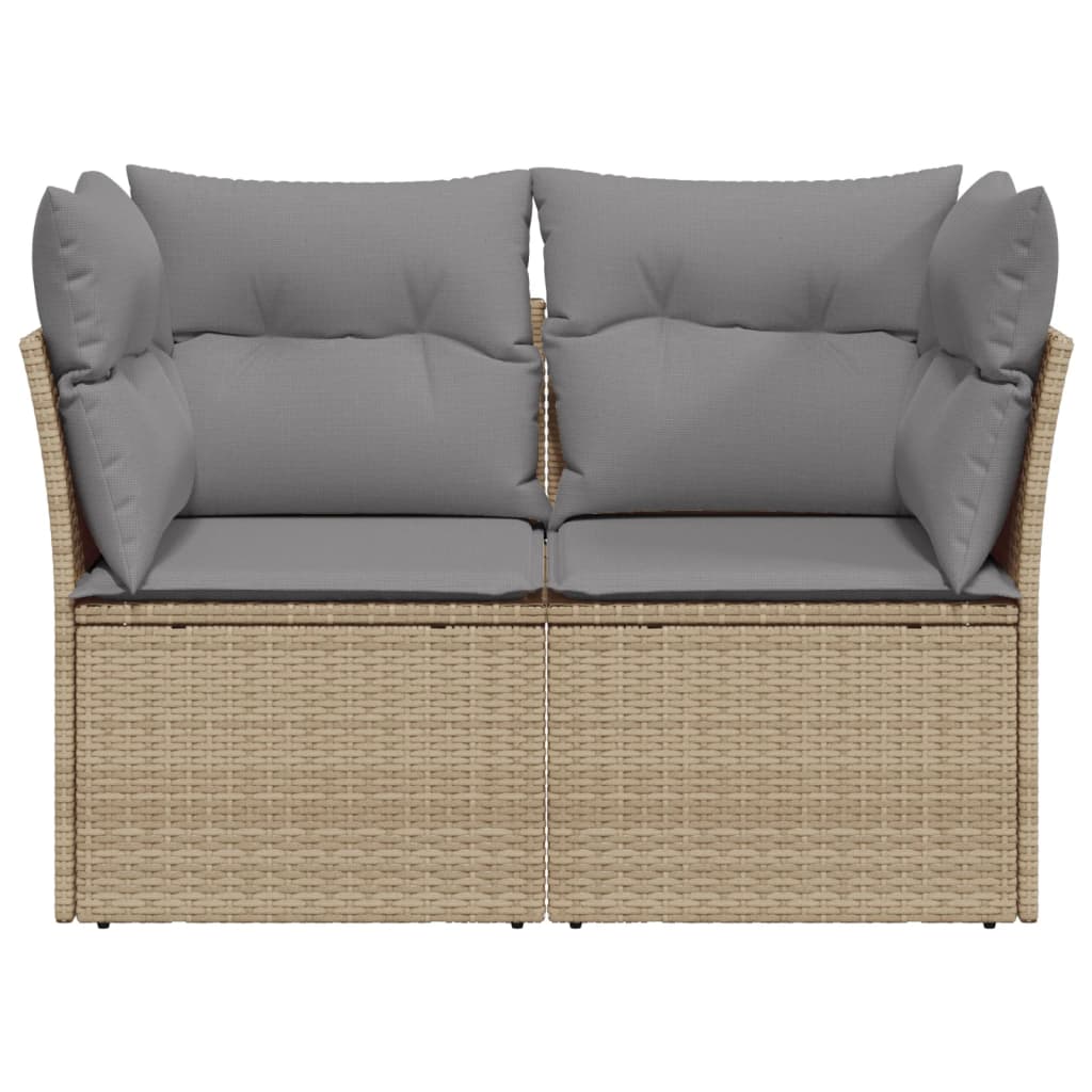 Divano Da Giardino Con Cuscini A 2 Posti Beige In Polyrattan