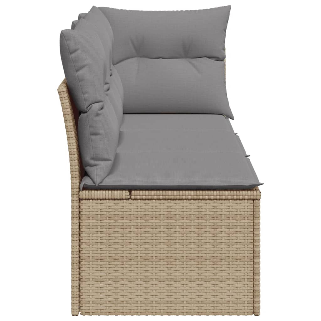 Divano Da Giardino Con Cuscini A 3 Posti Beige In Polyrattan