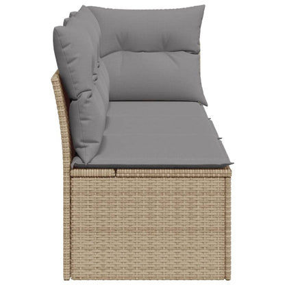 Divano Da Giardino Con Cuscini A 3 Posti Beige In Polyrattan