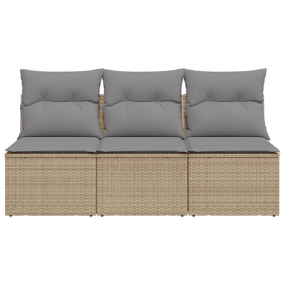 Divano Da Giardino Con Cuscini A 3 Posti Beige In Polyrattan